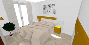 manželská posteľ s led podsvietením v zástene a pod posteľou